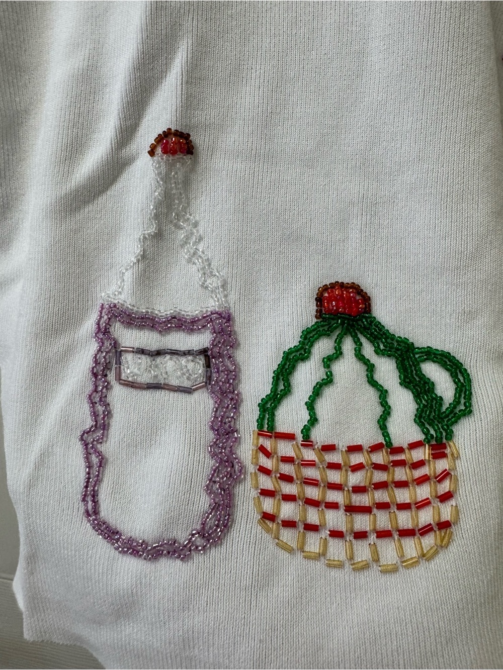 Lisa International White Short-Sleeve Tee with Purple & Green Embroidery - Picture 5 of 13